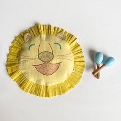 Whitewater Kids Newborn Gift Set - Organic Mustard Seed Lion Pillow + Maracas