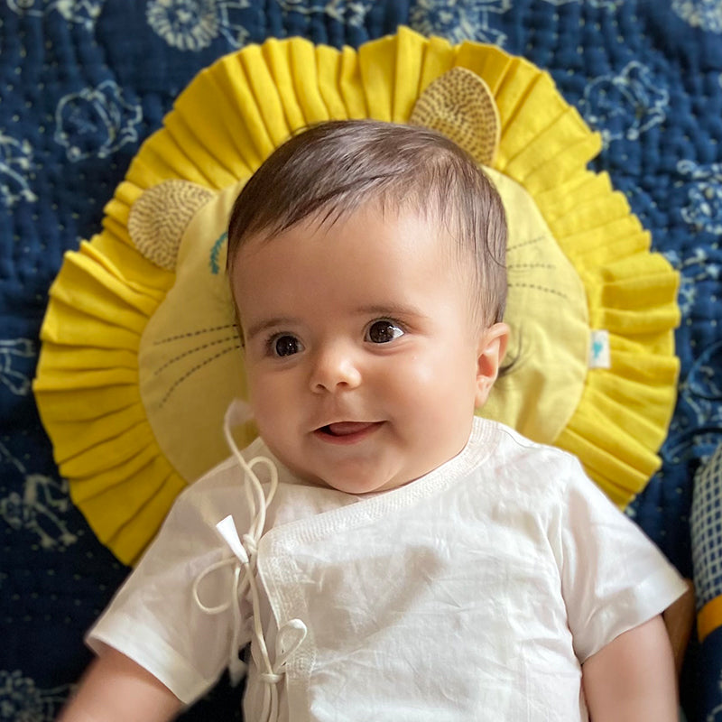 Whitewater Kids Newborn Gift Set - Organic Mustard Seed Lion Pillow + Maracas