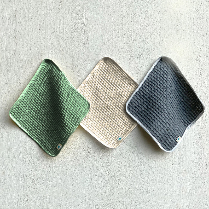 Whitewater Kids Organic Handwoven Waffle Washcloths - Set of 3