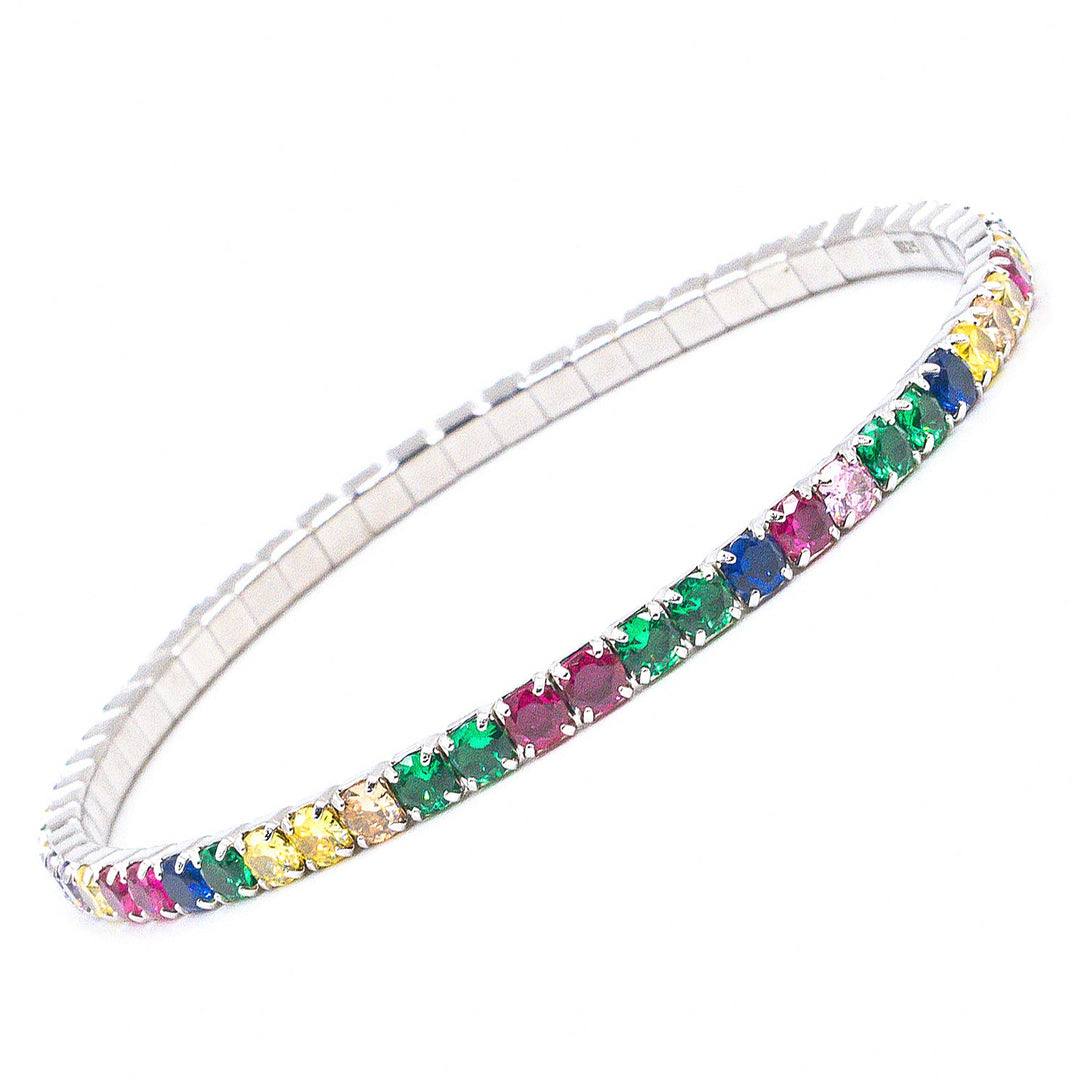 Stretchable Tennis bracelet in Rainbow diamond