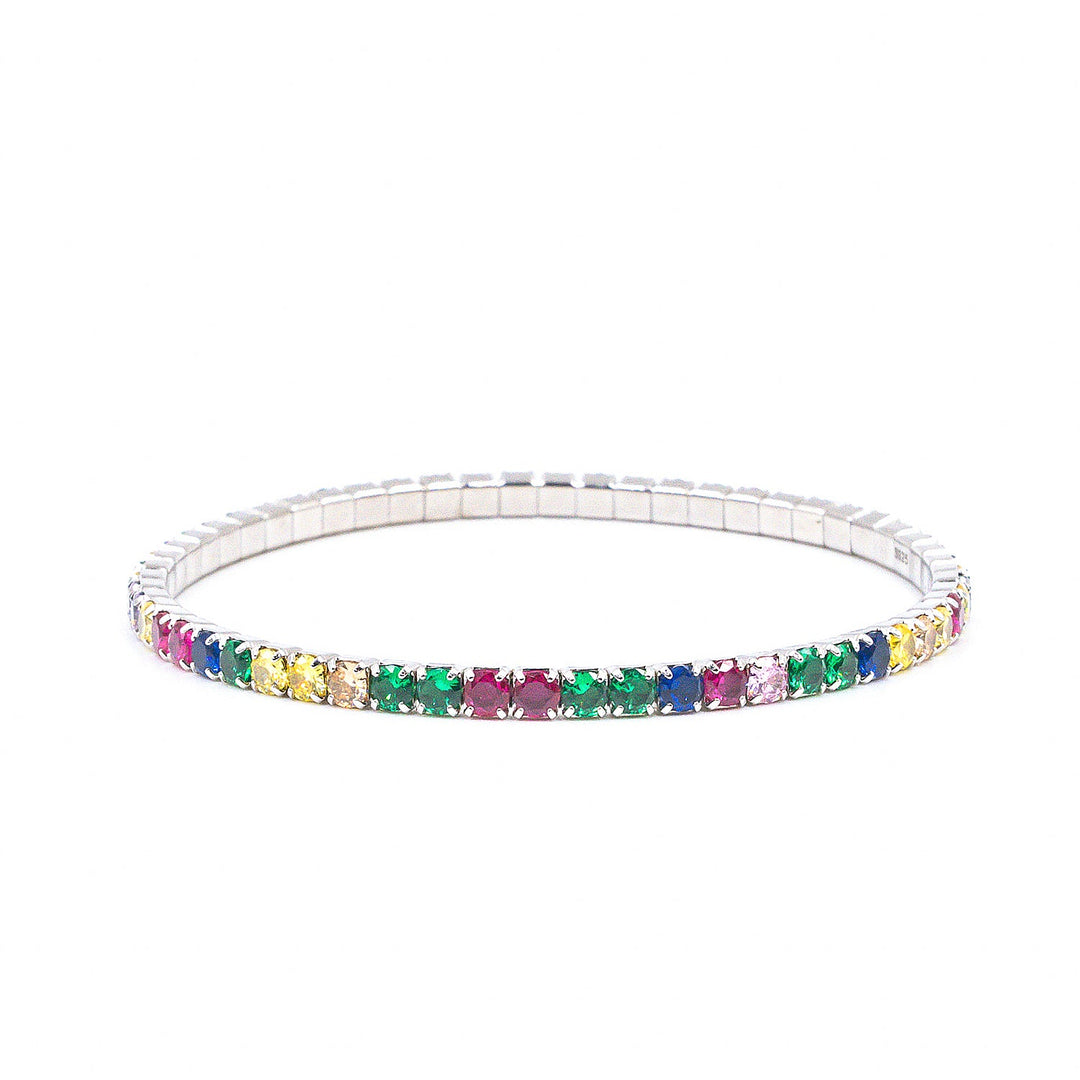 Stretchable Tennis bracelet in Rainbow diamond