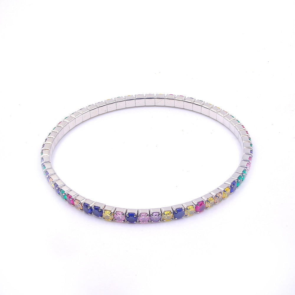 Stretchable Tennis bracelet in Rainbow diamond
