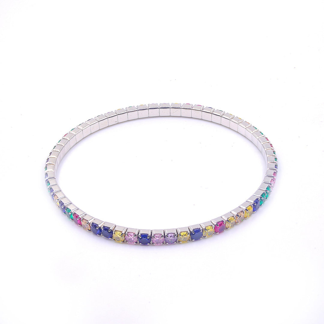 Stretchable Tennis bracelet in Rainbow diamond