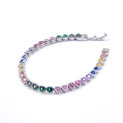 Rainbow heart diamond tennis bracelet