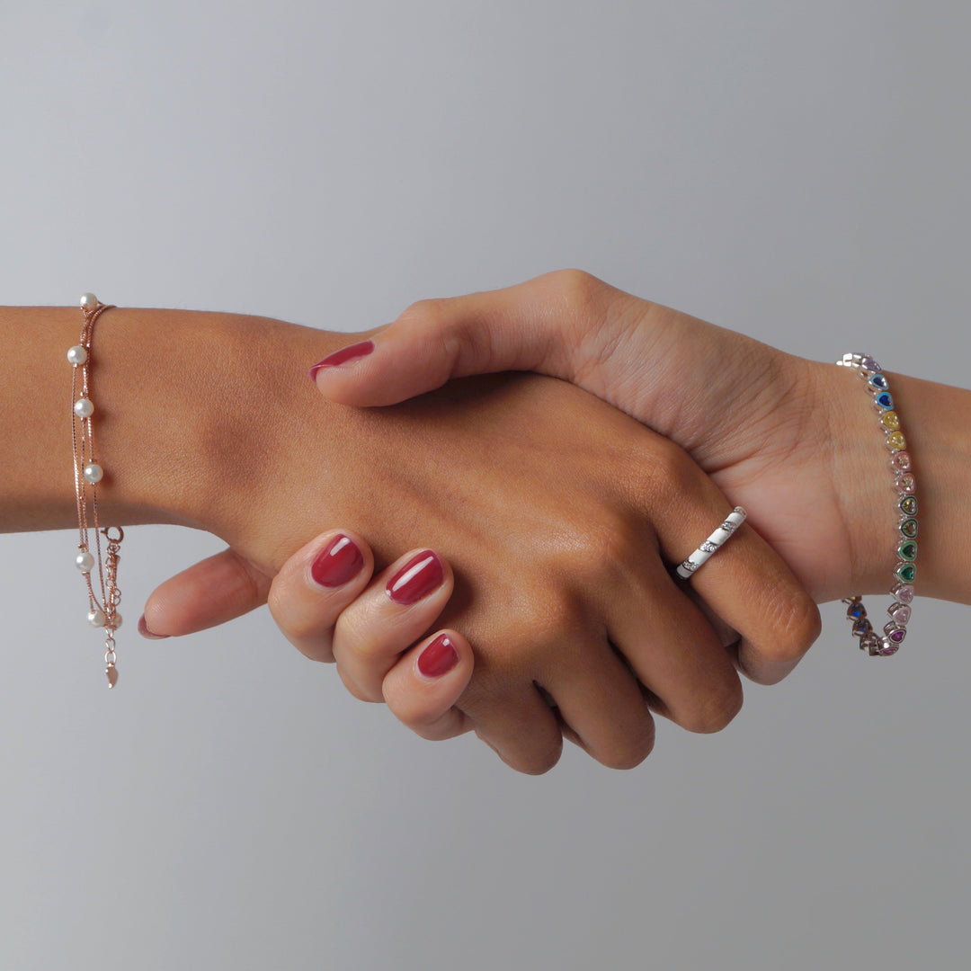 Multi layer Classic Pearl Bracelet in Rose gold finish