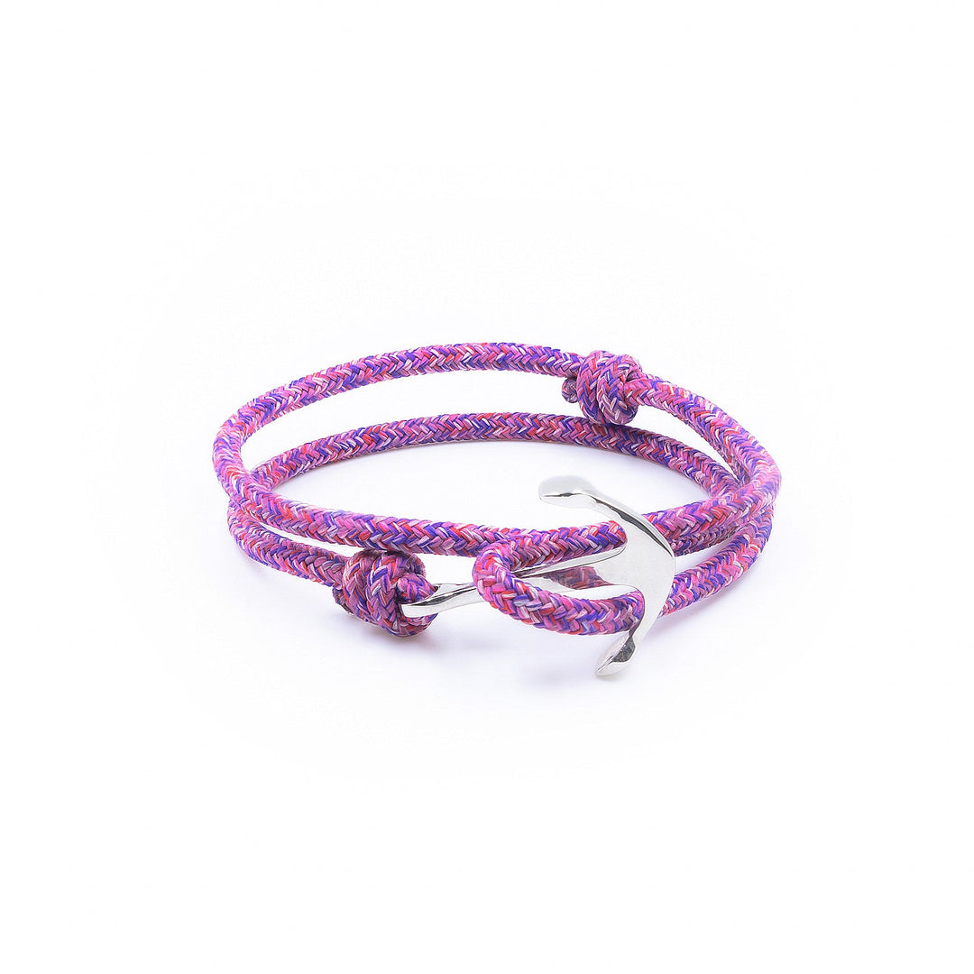 Vibrant Pink & Purple Nautical Rope Anchor Bracelet