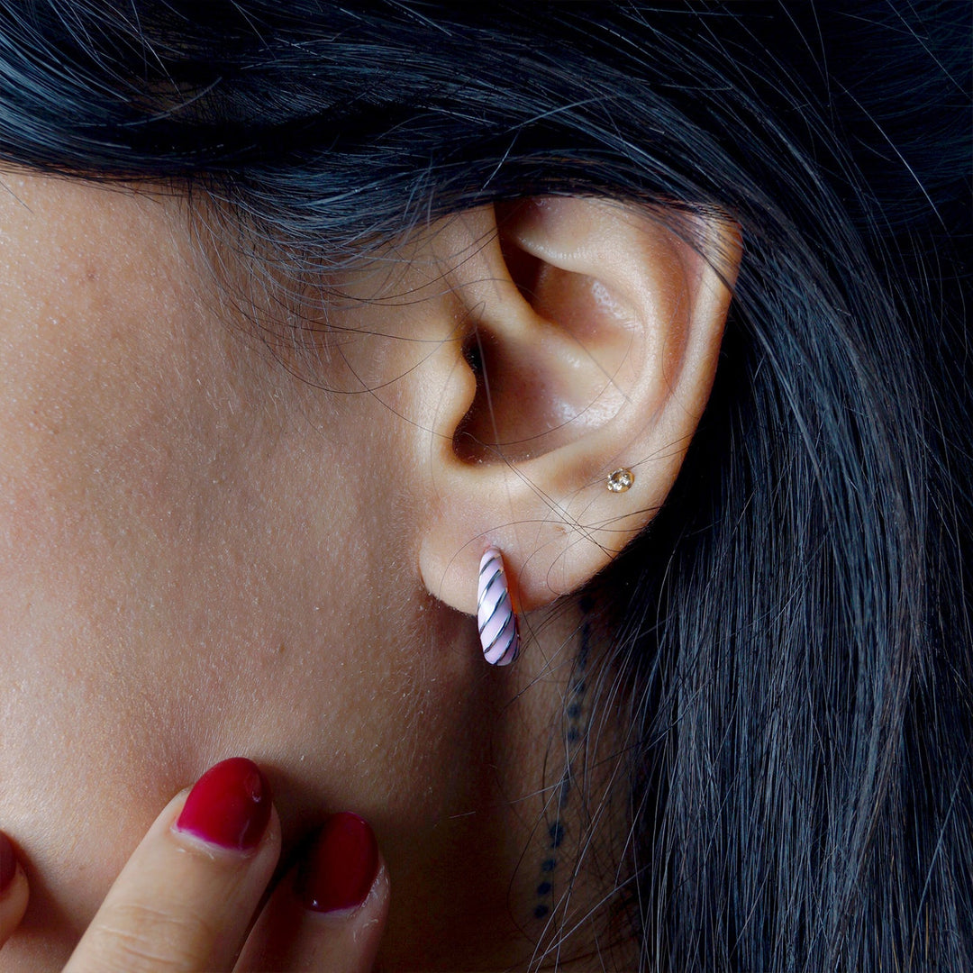 Pink Enamel Bali Earrings