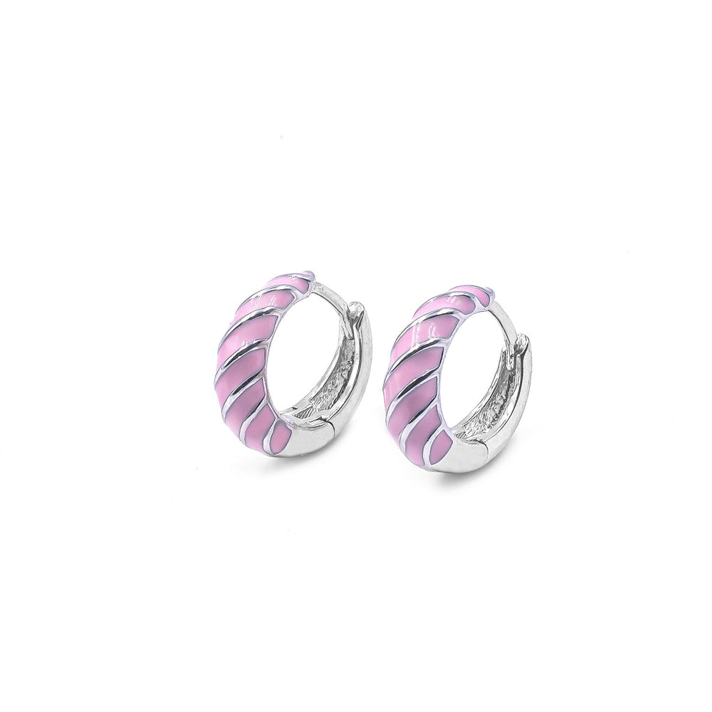 Pink Enamel Bali Earrings