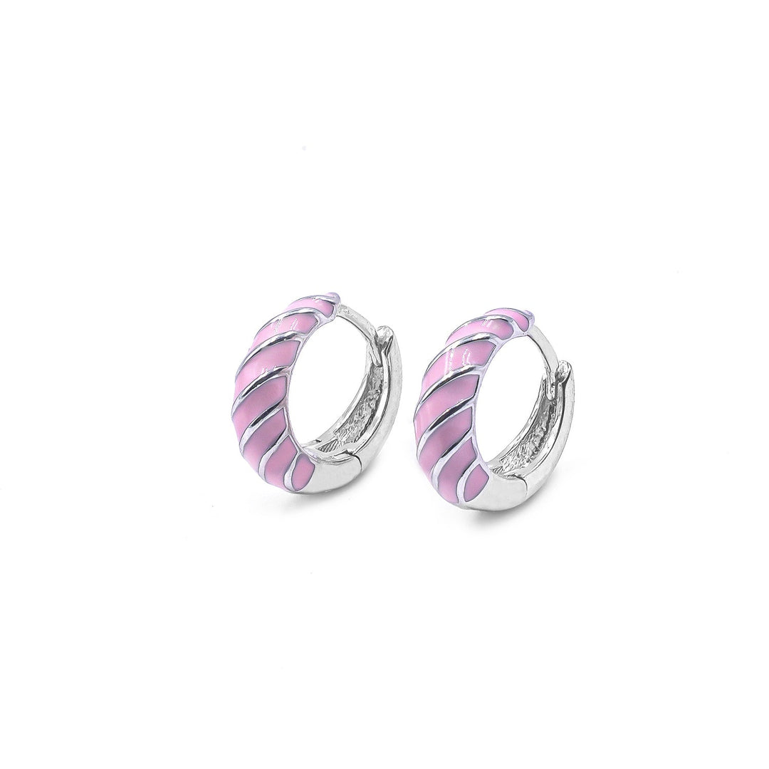 Pink Enamel Bali Earrings