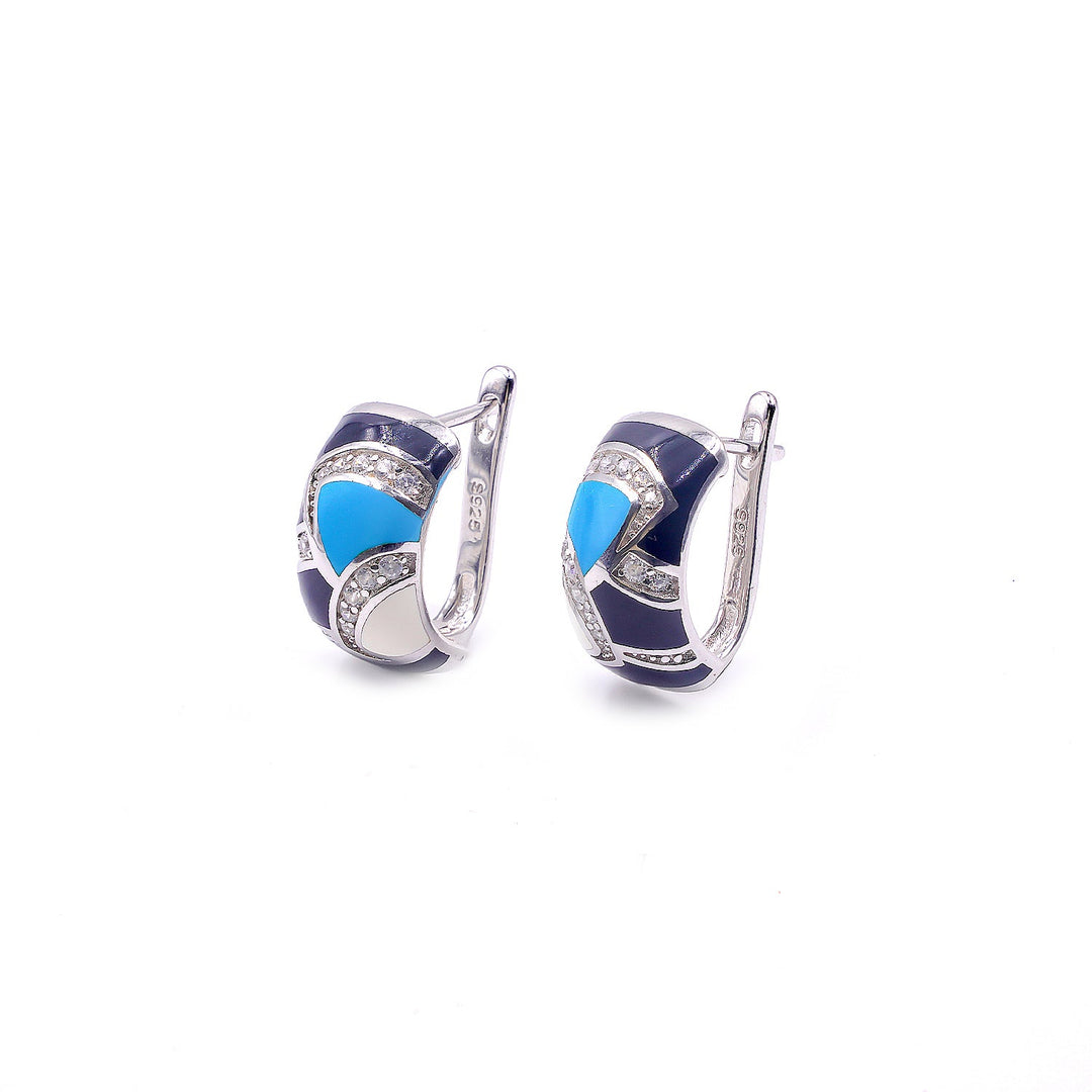 Italian Enamel Diamond High top Earrrings