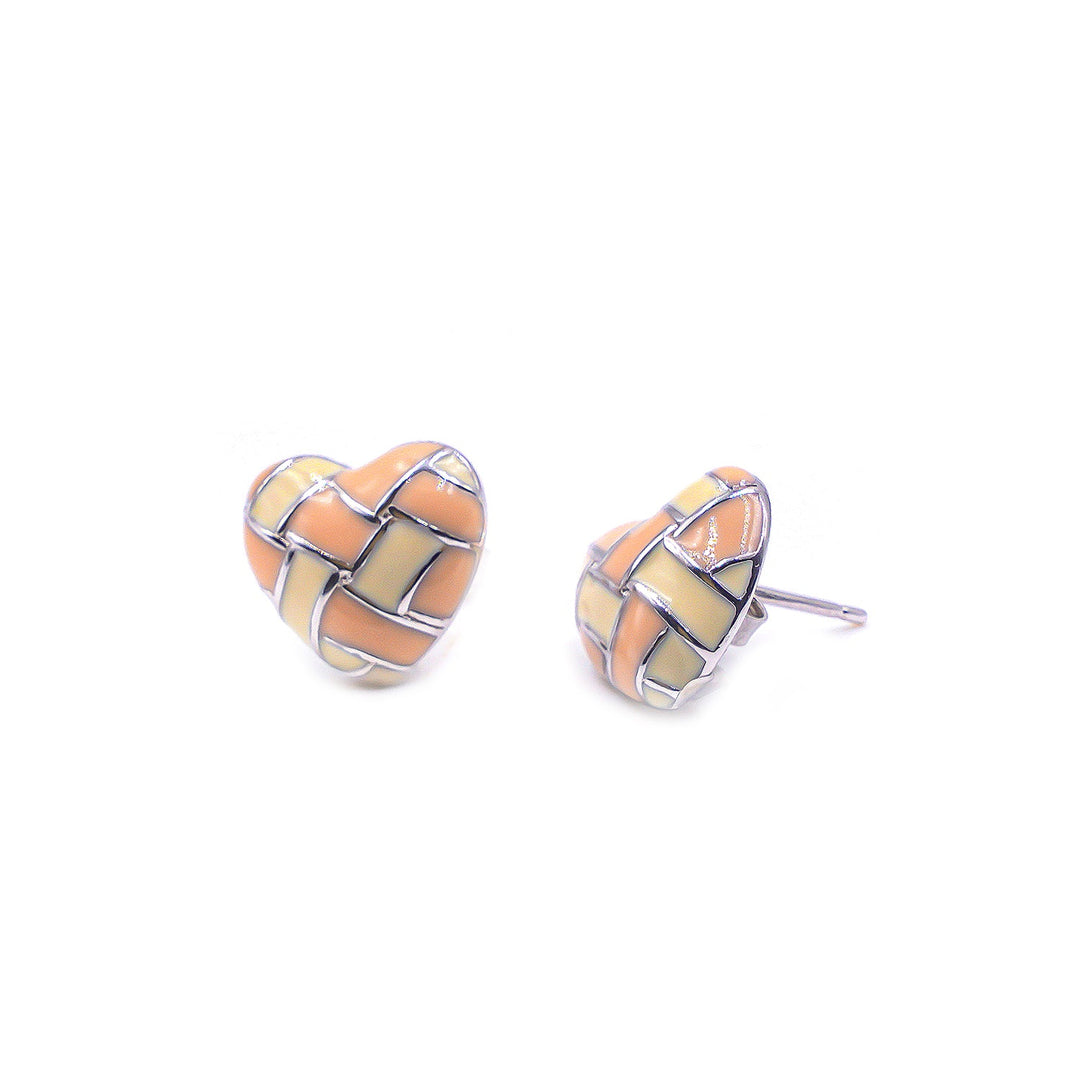 Enamel Heart stud earrings