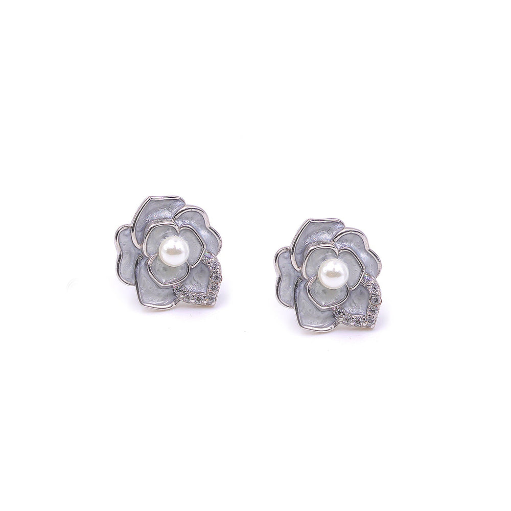 Floral Pearl enamel top Earirngs