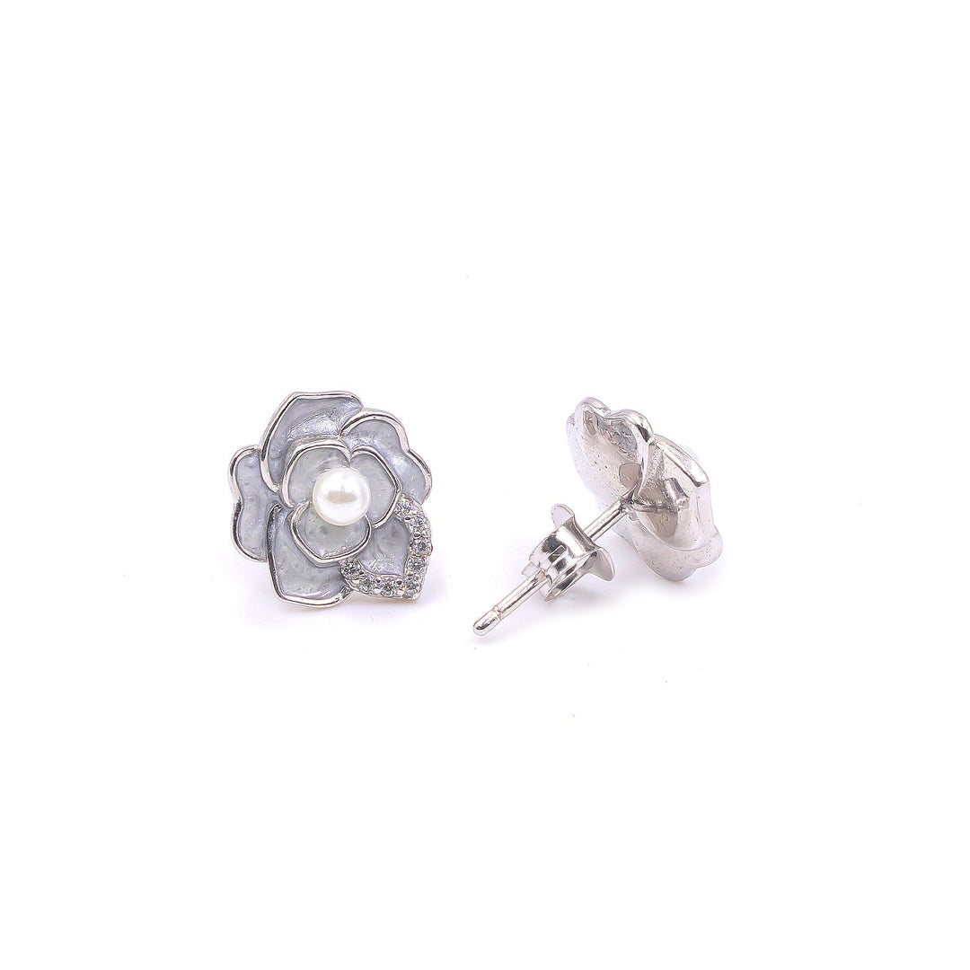 Floral Pearl enamel top Earirngs