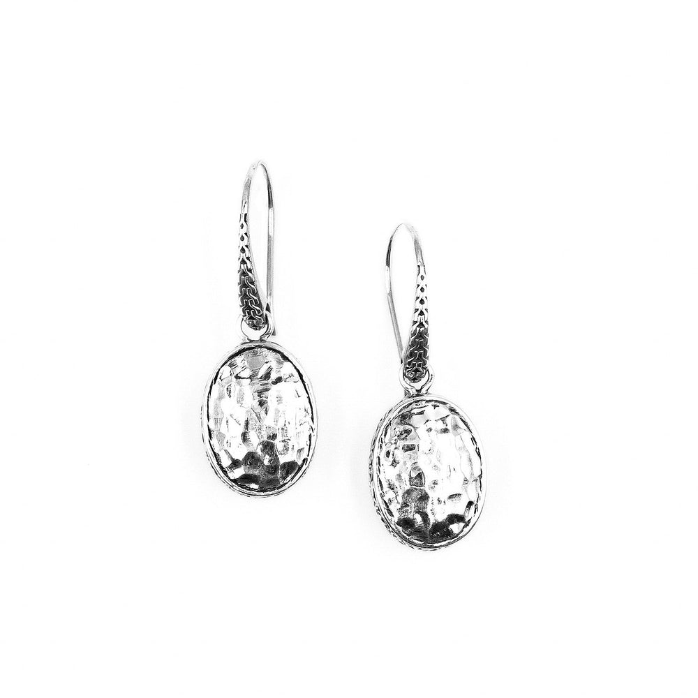 Hammered Oval Drop Earrings