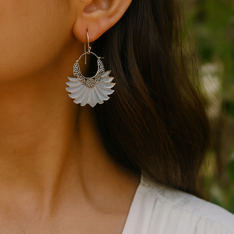 Floral Fan Drop Earrings