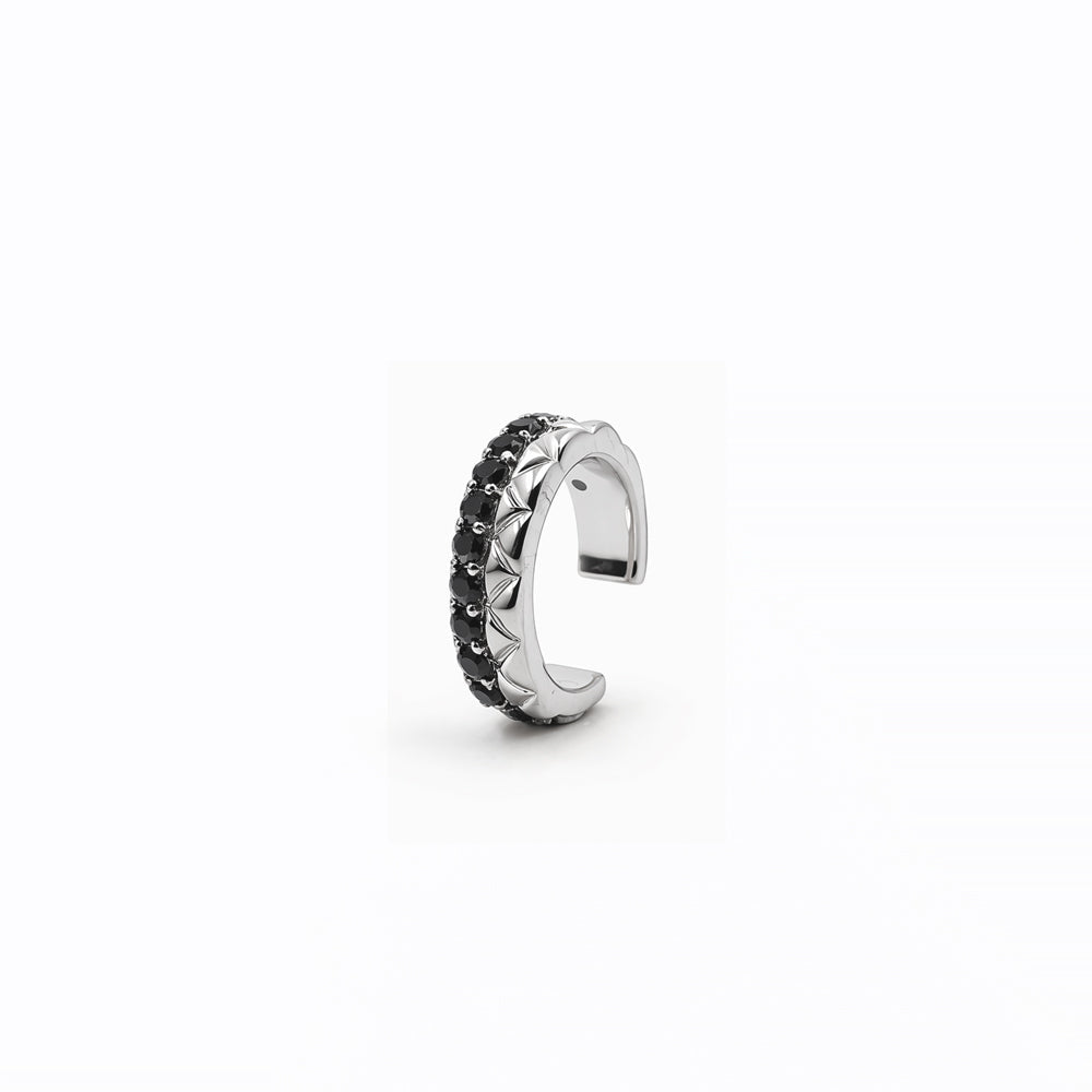 Minimal Statement Ear Cuff-Black stone