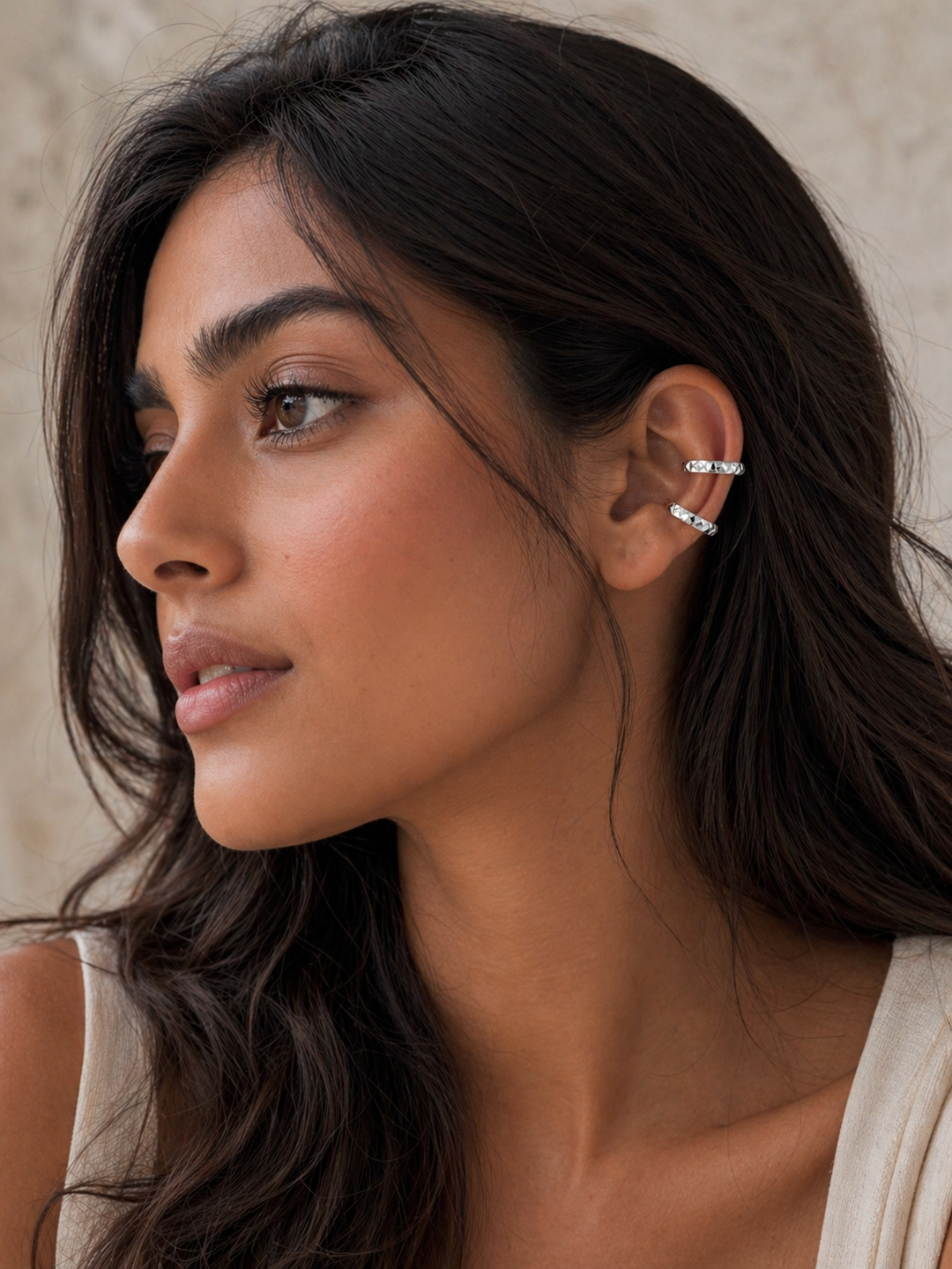 Pyramid Ear Cuff In oxidized finish