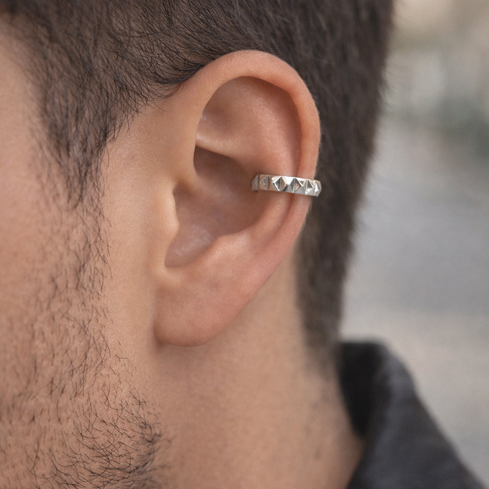 Pyramid Ear Cuff In oxidized finish