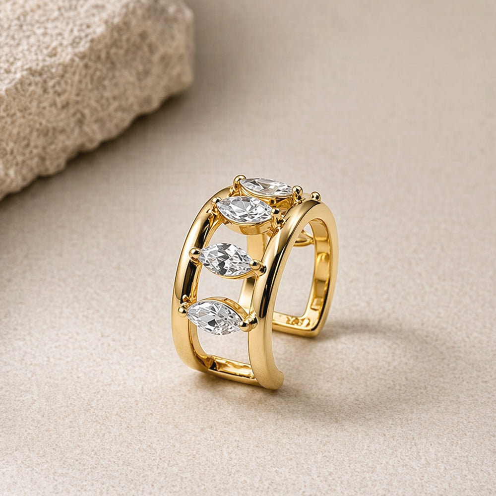 Marquise diamond Minimal Ear Cuff
