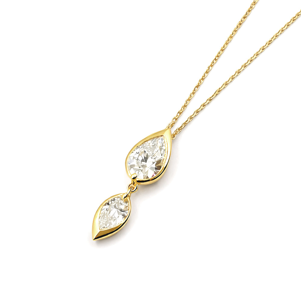 Niva - Pear diamond Pendant Necklace in 925 Sterling Silver