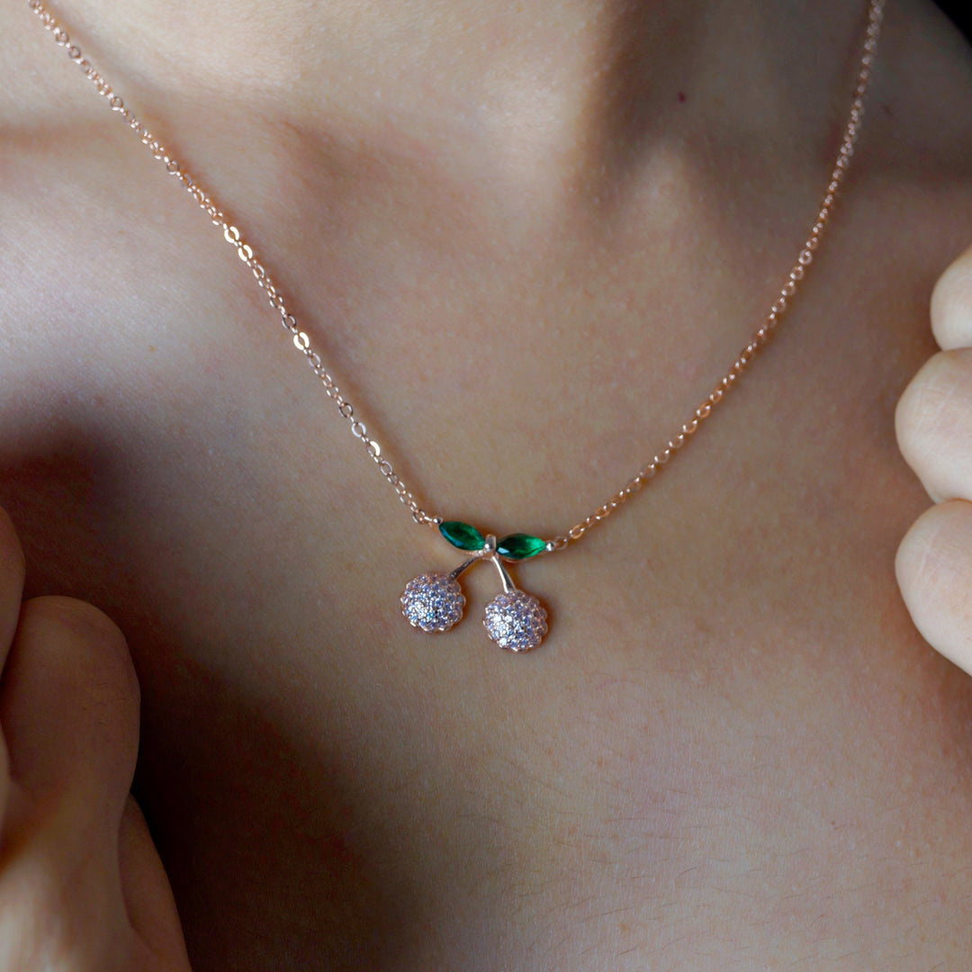 Cherry pop diamond chain in Rose gold finish