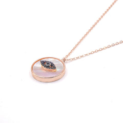 Mother of pearl Evil eye Pendant in Rose Gold