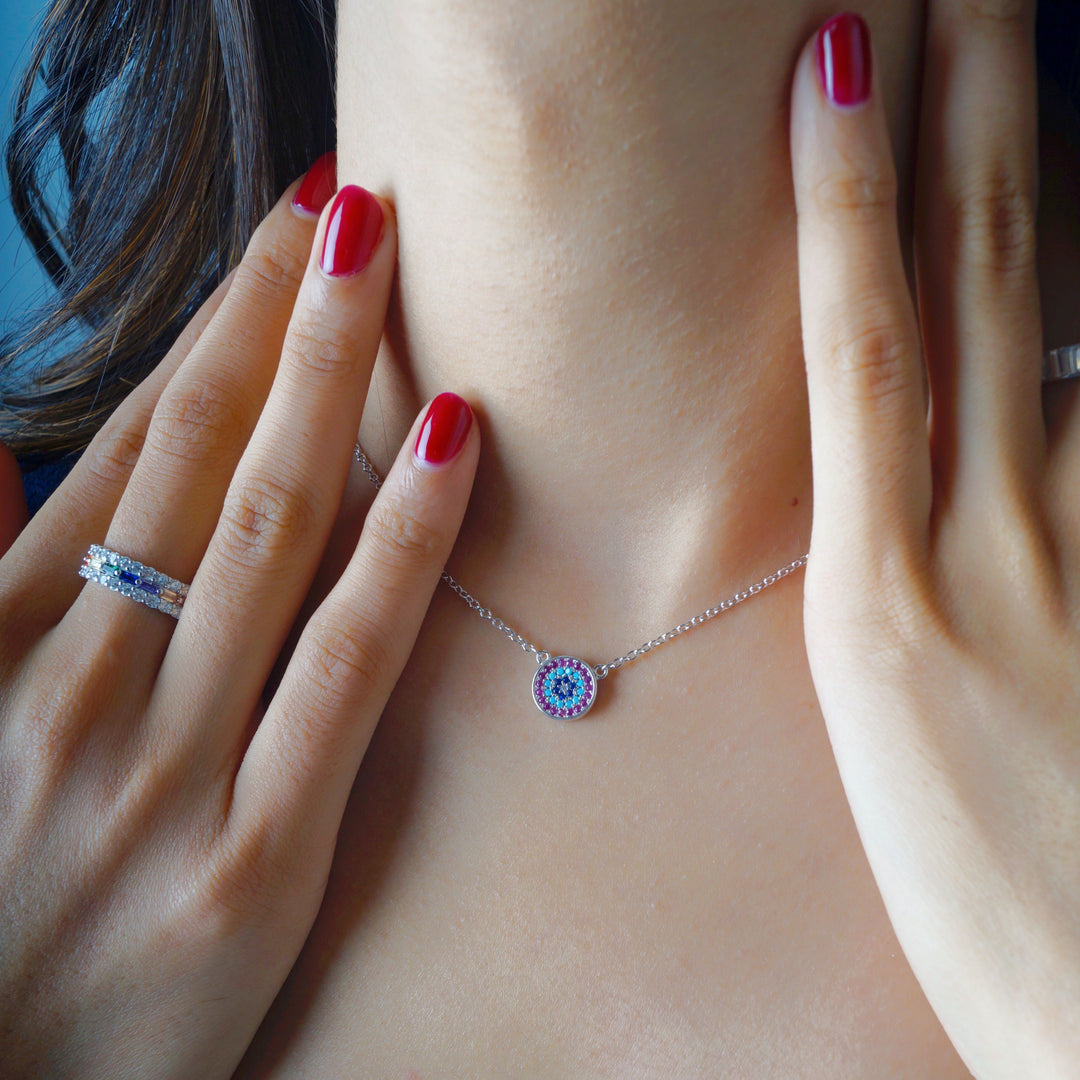 Evil eye Multi stone Chain pendant
