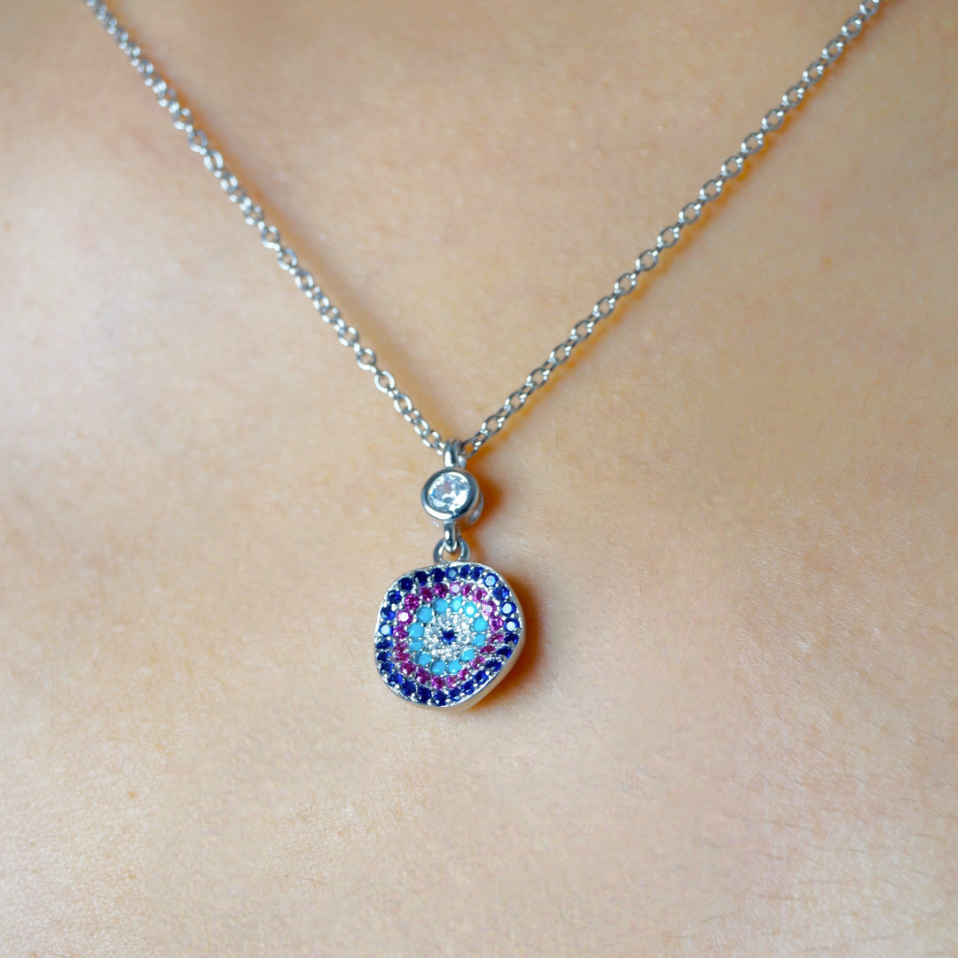 Evil eye Multi stone Chain pendant