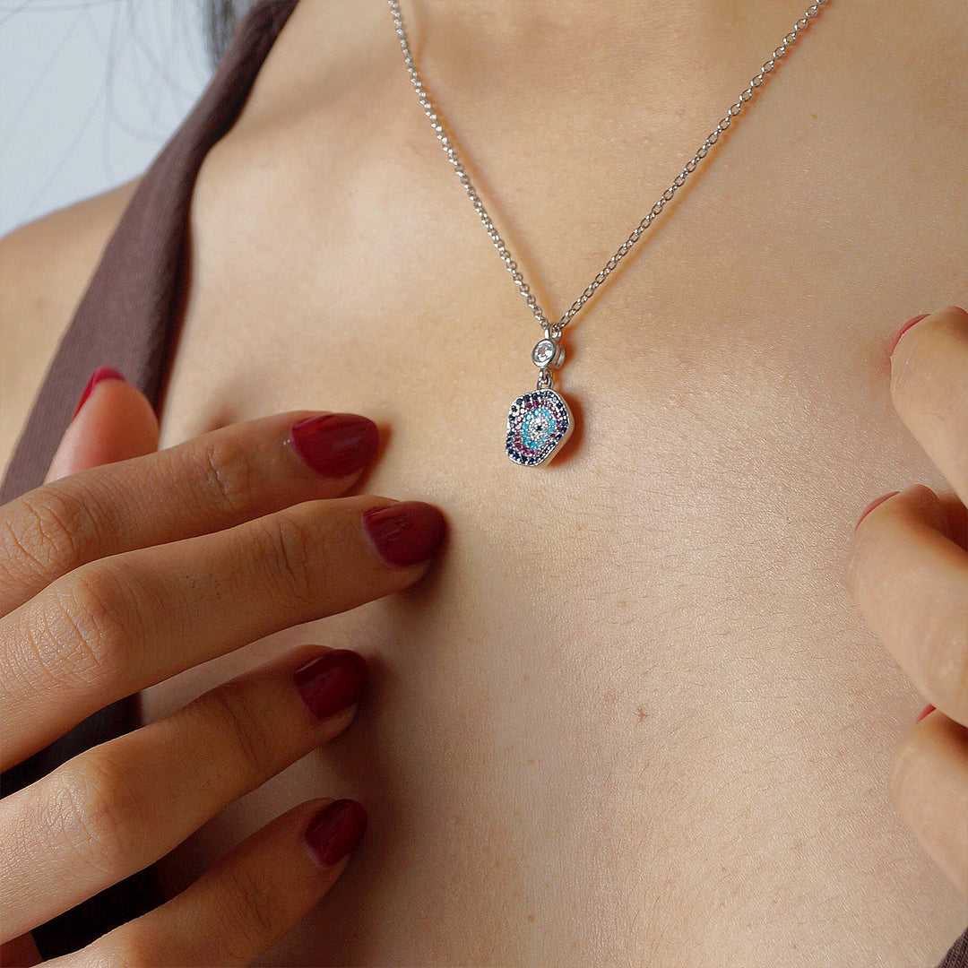 Evil eye Multi stone Chain pendant