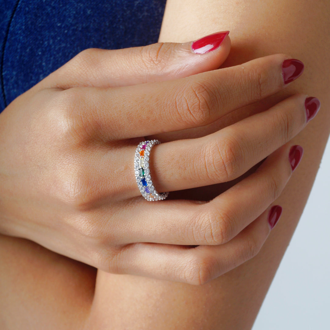 Rainbow stones diamond Rings