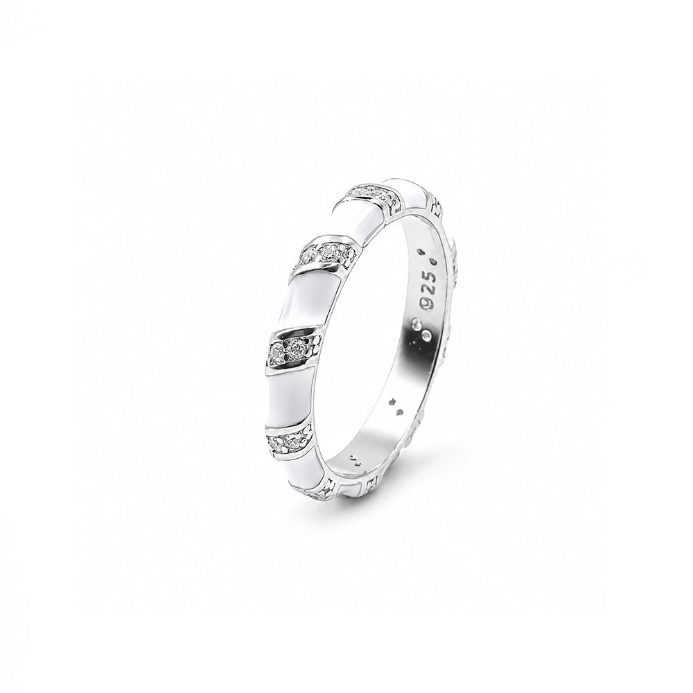 White enamel Diamond band