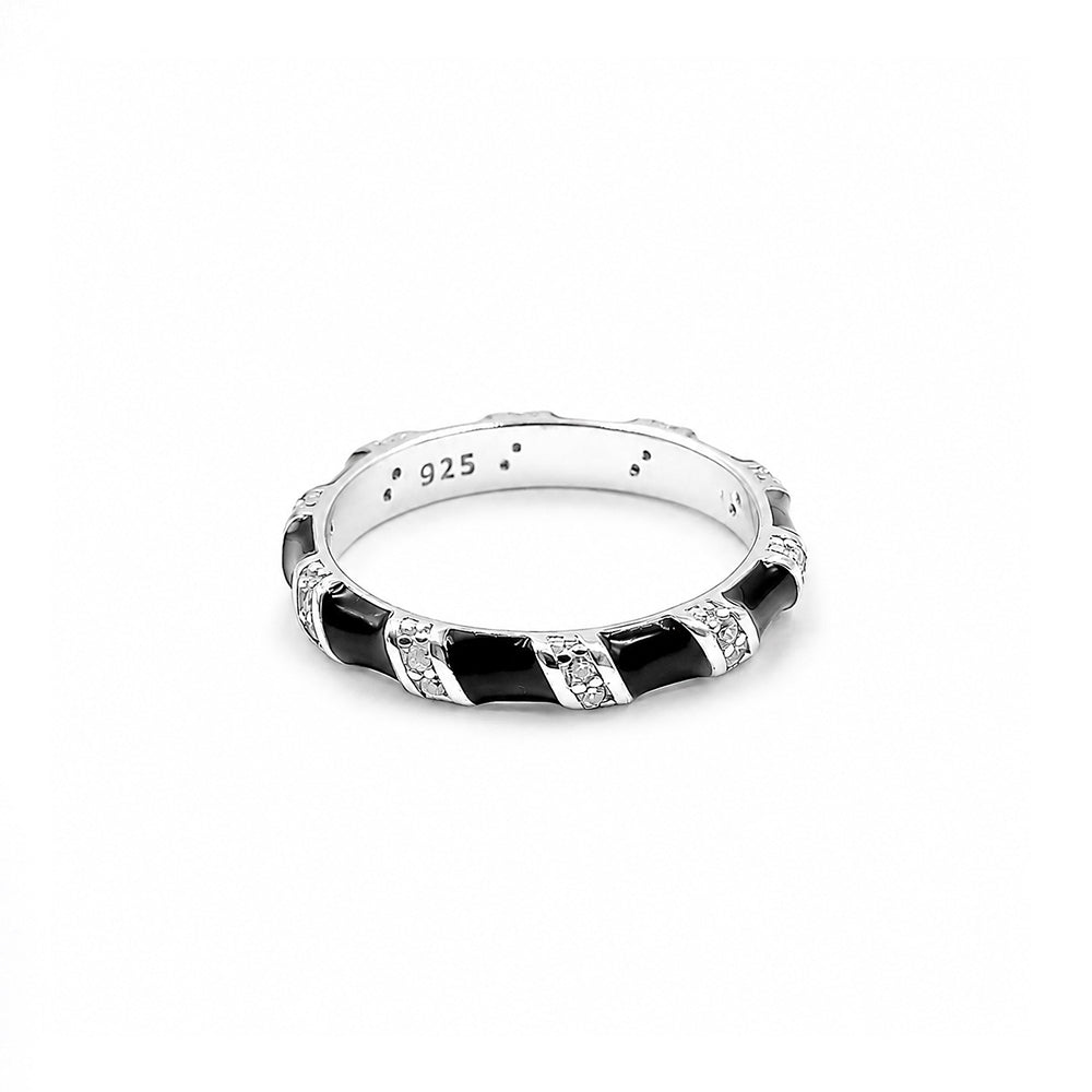 Black enamel Diamond band