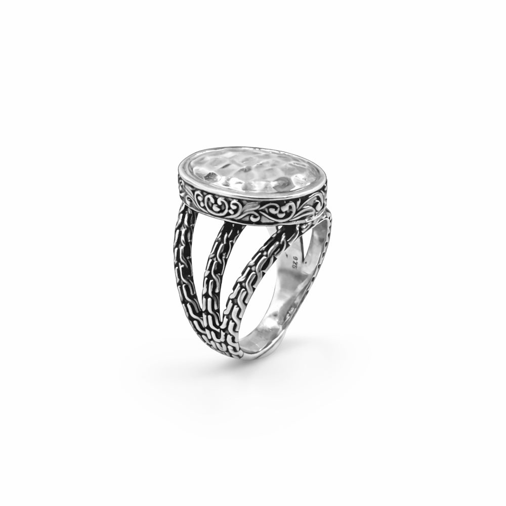Hammered  Statement Ring in 925 sterling silver