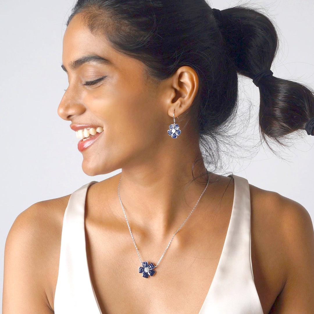 Floral Sapphire earings pendant Set