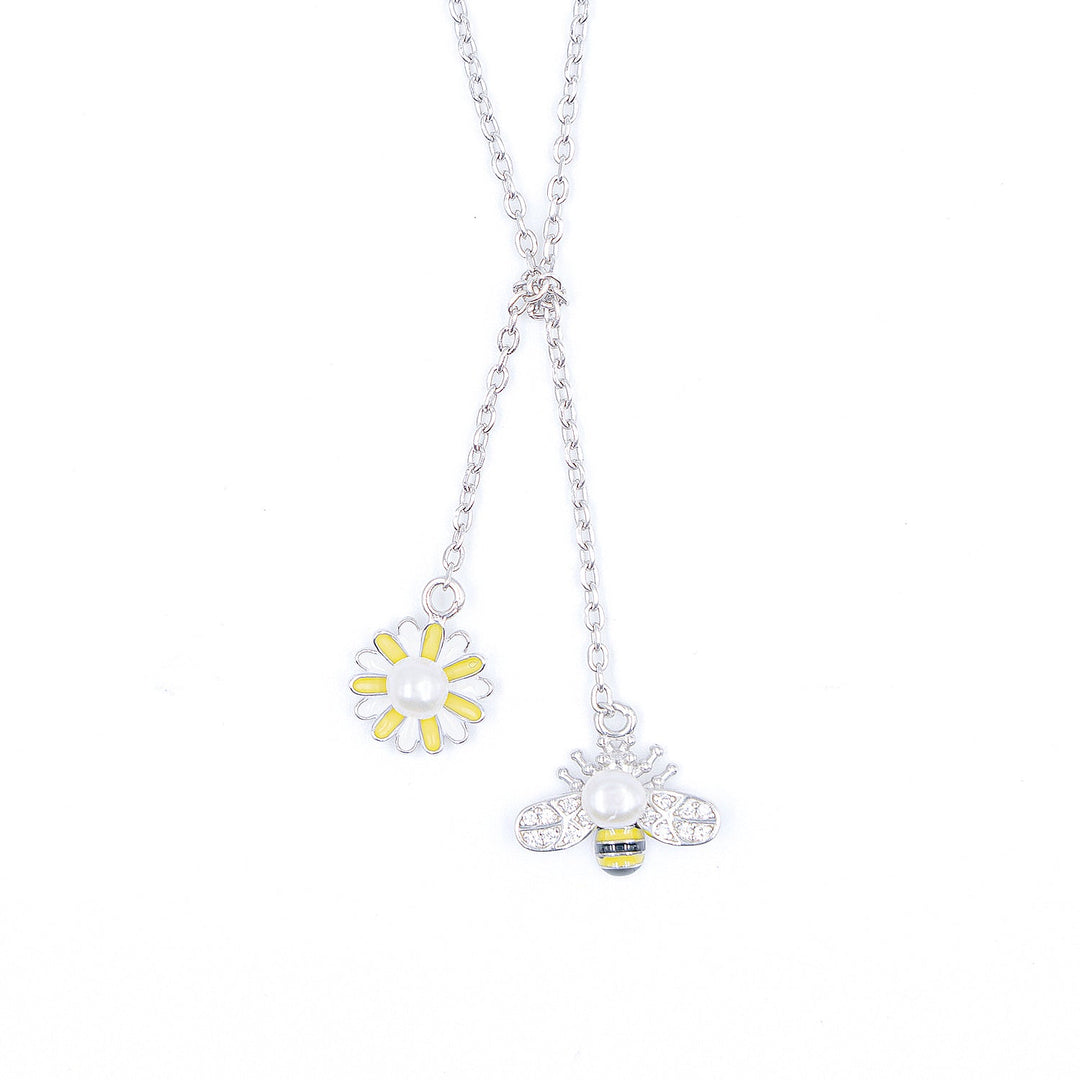 Floral Bee enamel Chain earing set