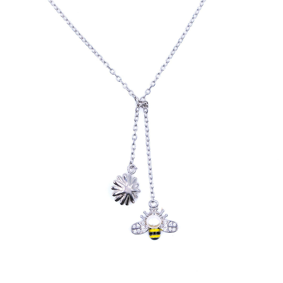 Floral Bee enamel Chain earing set