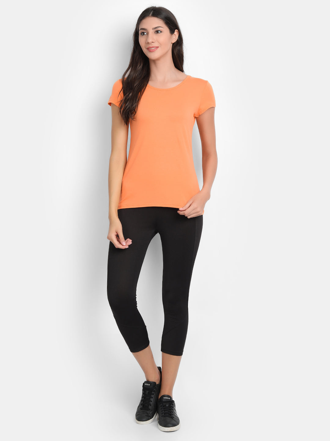 Women’s Bamboo Fabric Slim Fit H/S T-Shirt | Soft & Breathable | Papaya Orange