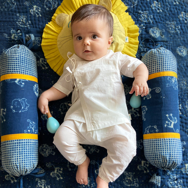 Whitewater Kids Unisex Organic Essential White Angrakha Top + Pants