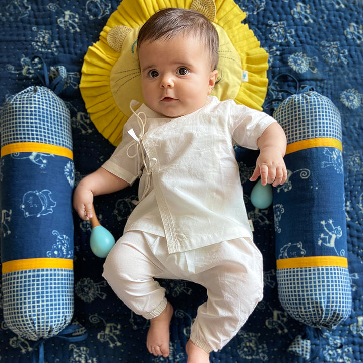 Whitewater Kids Unisex Organic Essential White Angrakha Top + Pants