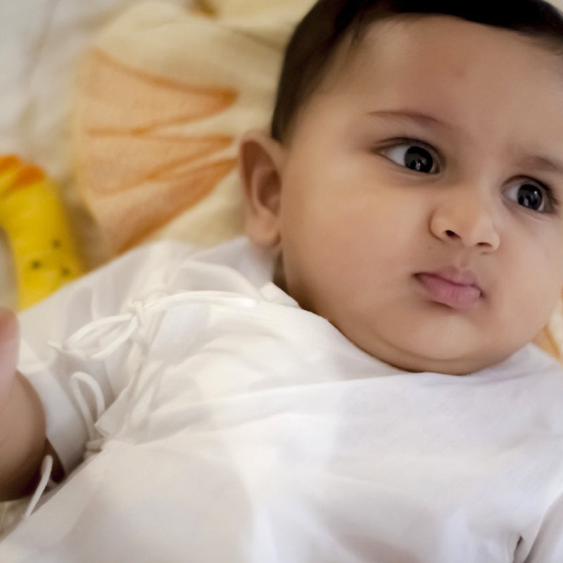 Whitewater Kids Unisex Organic Essential White Angrakha Top + Pants