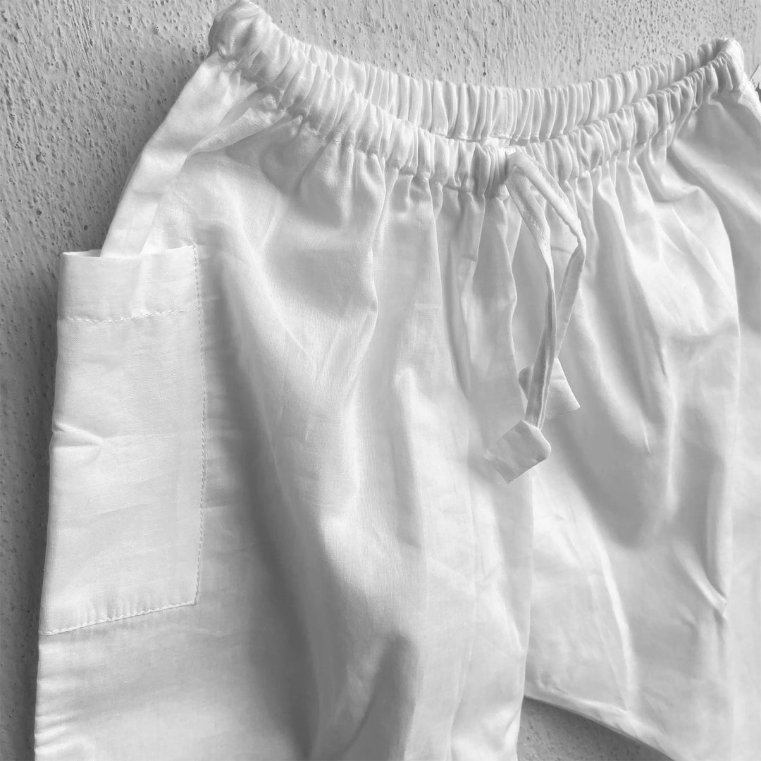 Whitewater Kids Unisex Organic Essential White Angrakha Top + Pants