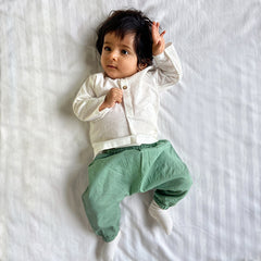 Whitewater Kids Unisex Organic Essential White Kurta + Mint Pants