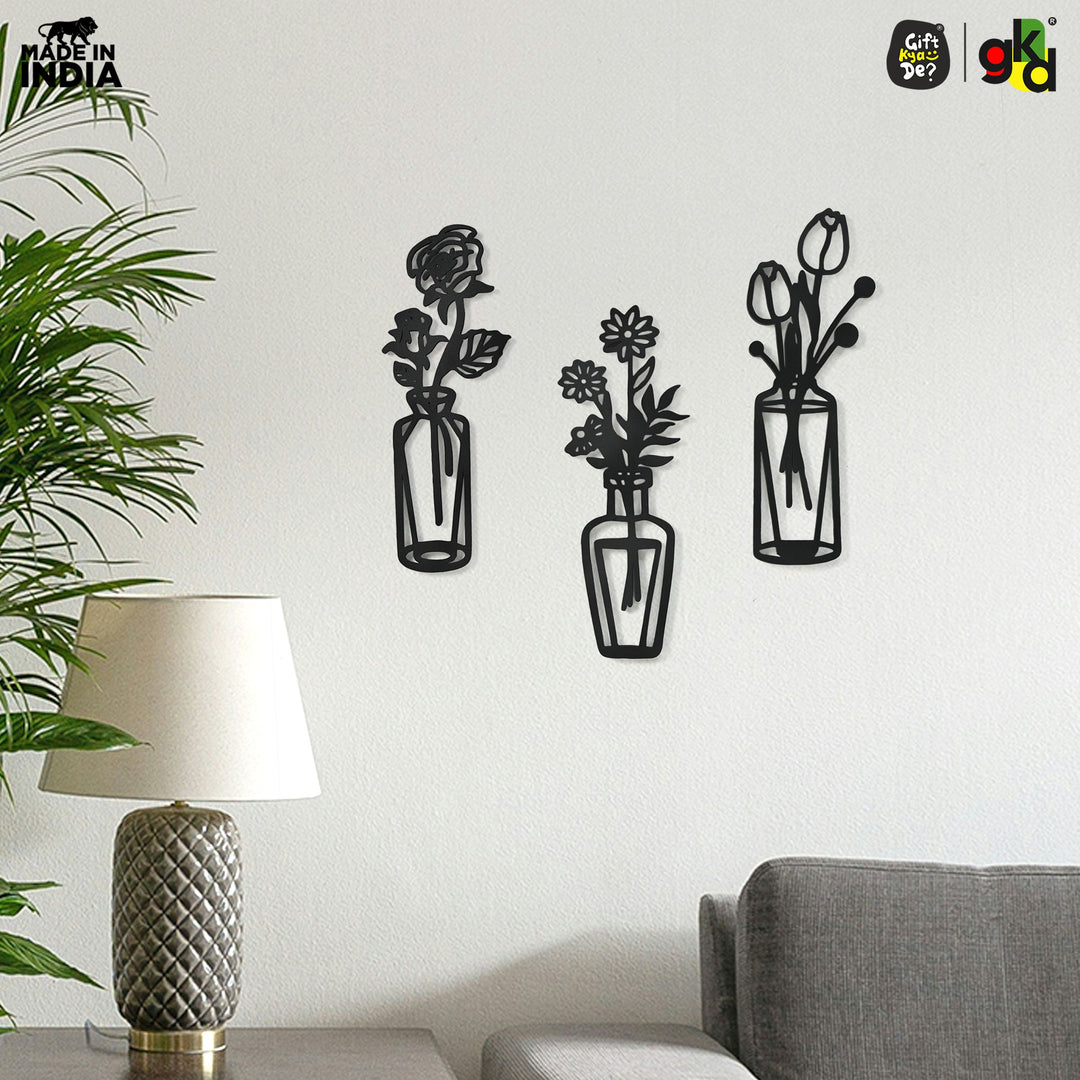 Bird & Flower Design Wall Hanging | 1 Pc & 3 Pc MDF Wall Art Set | Wooden Wall Decor for Living Room, Bedroom & Office