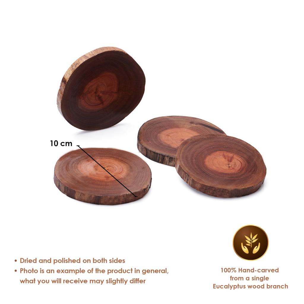 The Label GAIA Eucalyptus Wooden Coaster (Pack of 4)