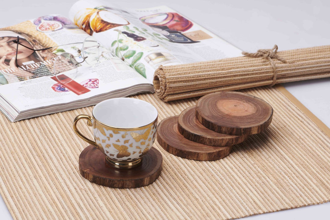 The Label GAIA Eucalyptus Wooden Coaster (Pack of 4)