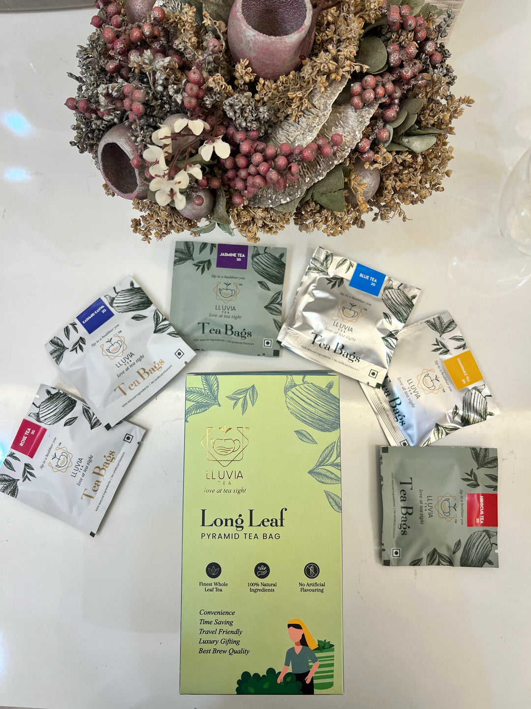 Lluvia Tea Floral Assorted Pack| Pyramid Tea bags| 6 Flavours in a box