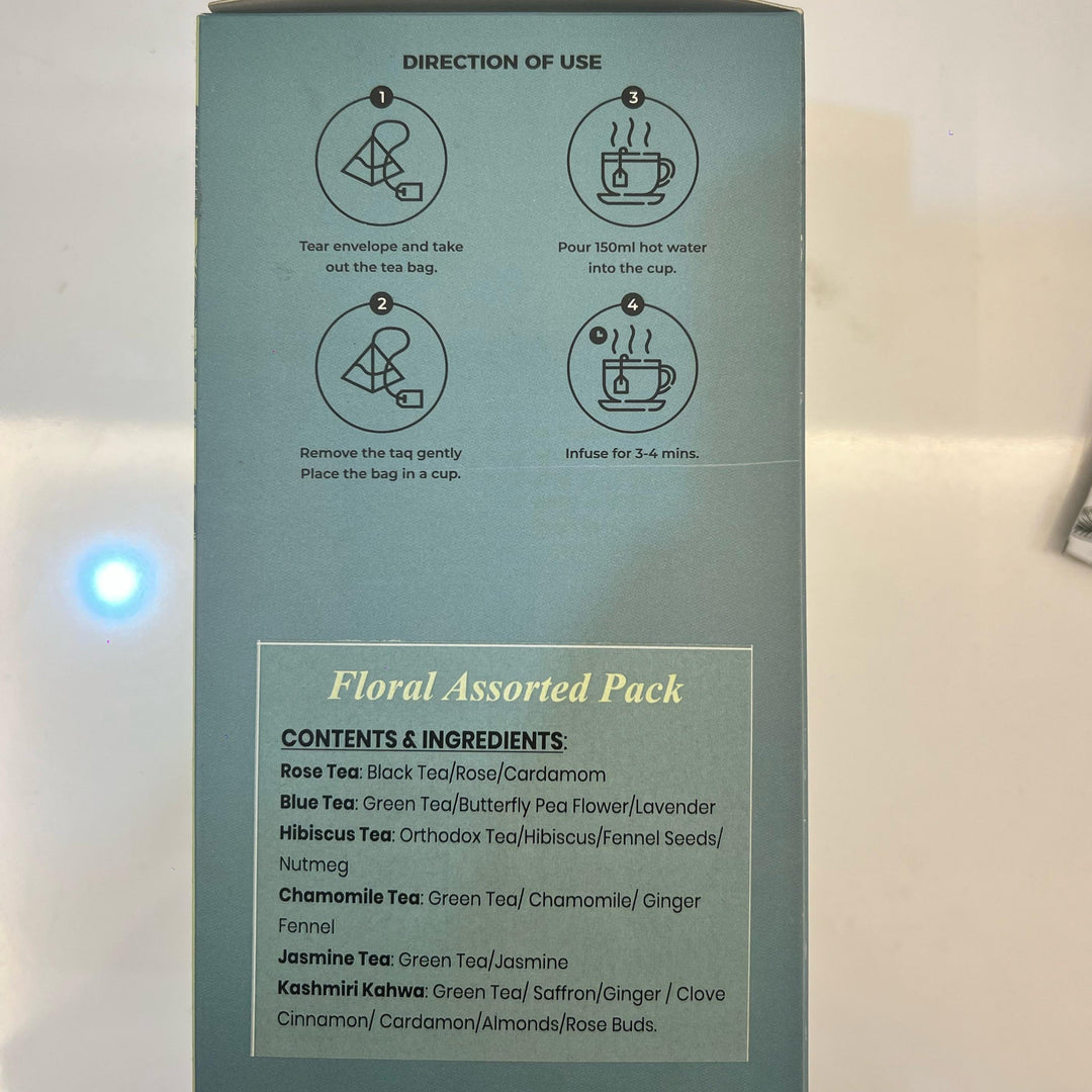 Lluvia Tea Floral Assorted Pack| Pyramid Tea bags| 6 Flavours in a box
