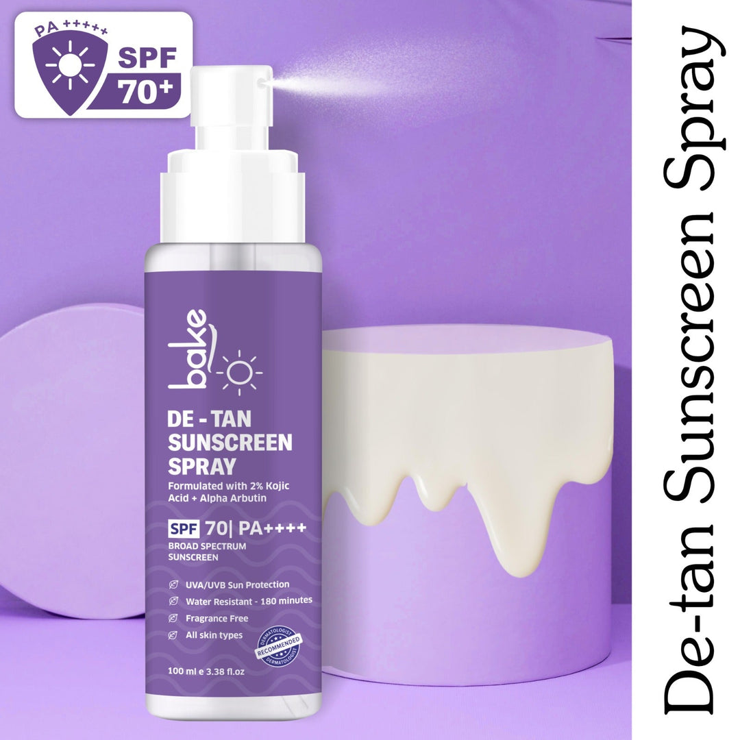 De-tan Waterproof Sunscreen Spray SPF 70 PA+++ with 2% Kojic Acid