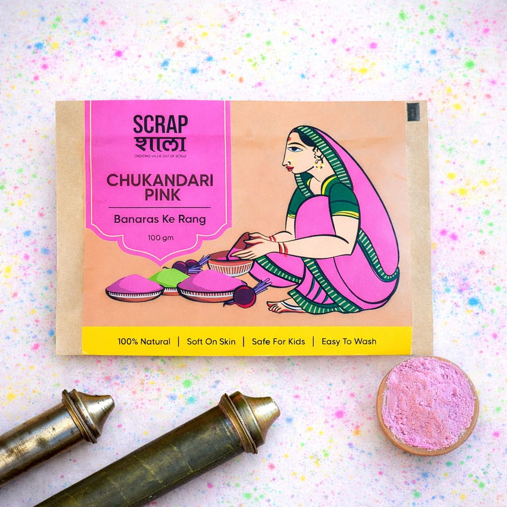 Scrapshala Holi Milan Gift Box | Four Packs of Natural Gulaal | Thandai Mix | Safe for Kids | Handmade in Banaras
