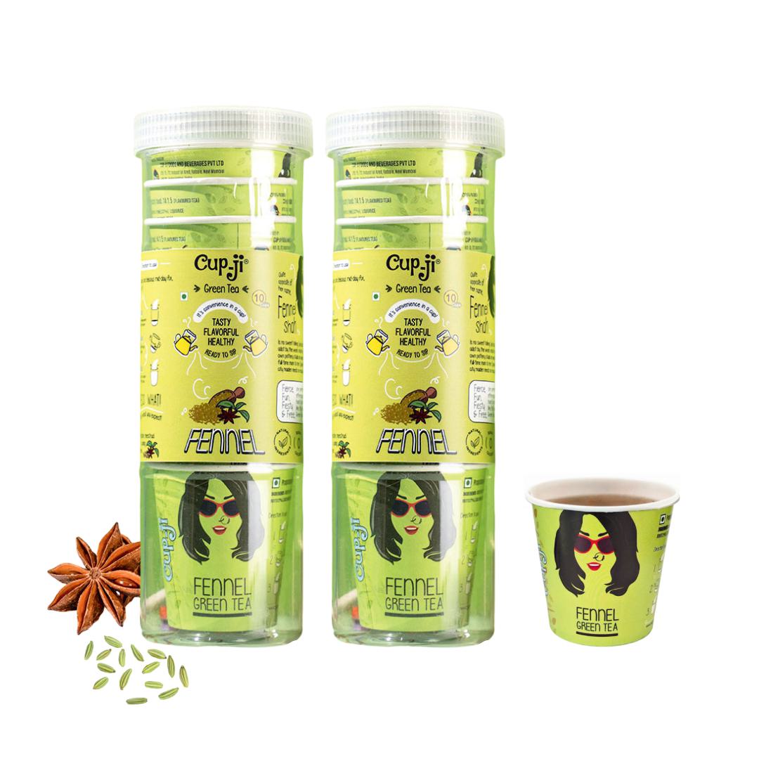 Cupji Instant Green Tea Cups – Pack of 2 (20 Cups) | All Flavours